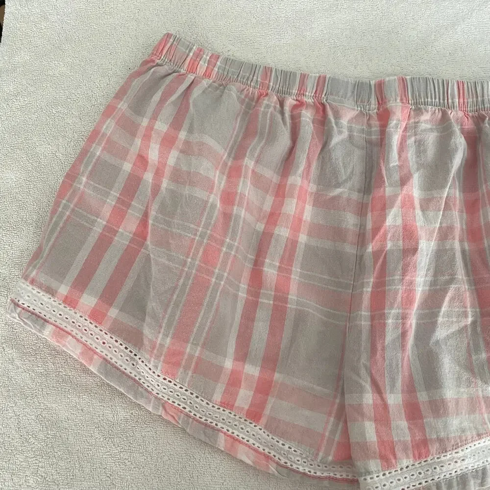 Love to Lounge Women's PJ Shorts size M Pink Gray Plaid - Picture 5 of 16